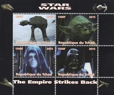 STAR WARS L'IMPERO COLPISCE ANCORA REPUBLIQUE DU TCHAD 2015 FOGLIO FRANCOBOLLI MNH