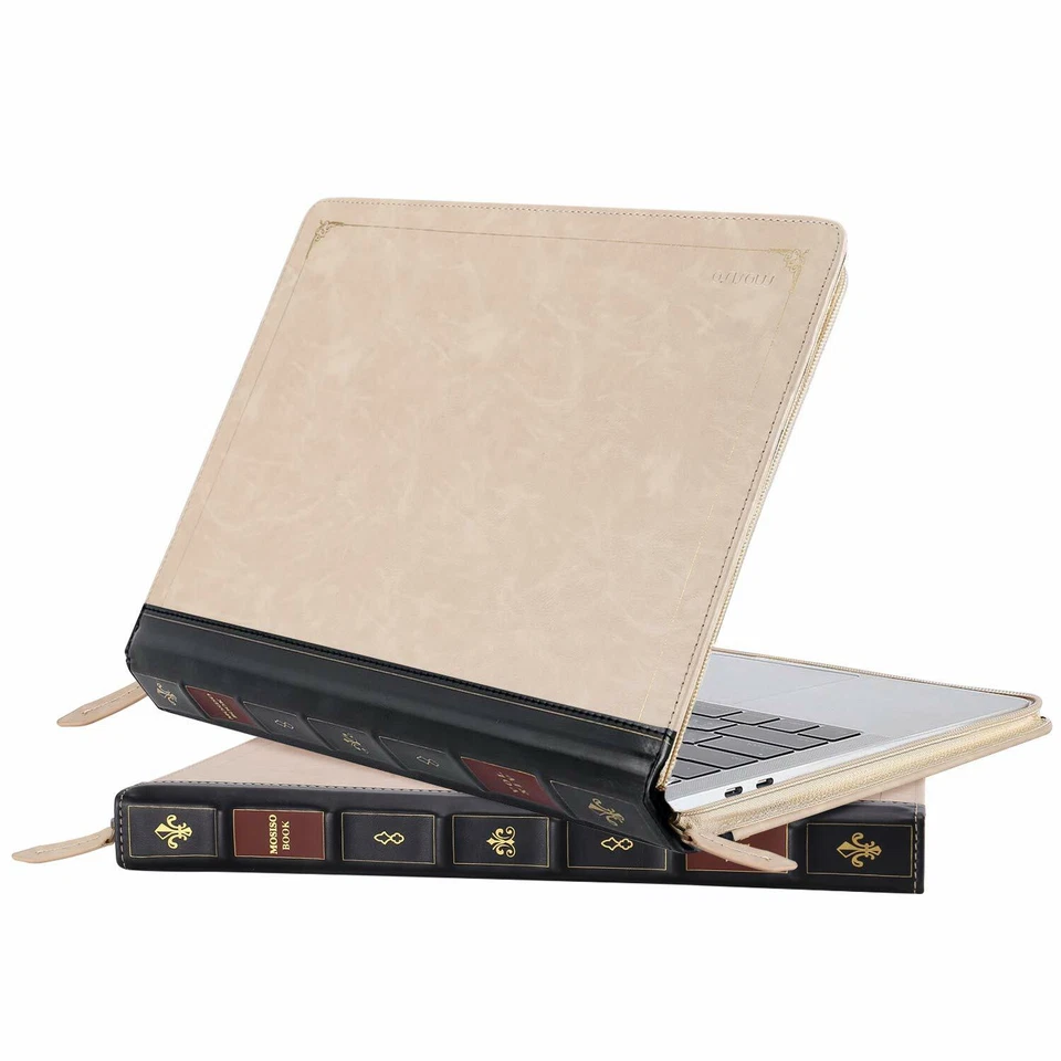 Funda Mosiso Vintage Libro Cremallera para Macbook Air 13 Pro 13 15 Retina 2019 Foto 2 de 4