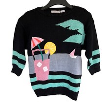 Vintage Maurada Knit Sweater with Lemonade Beach Theme Size Medium