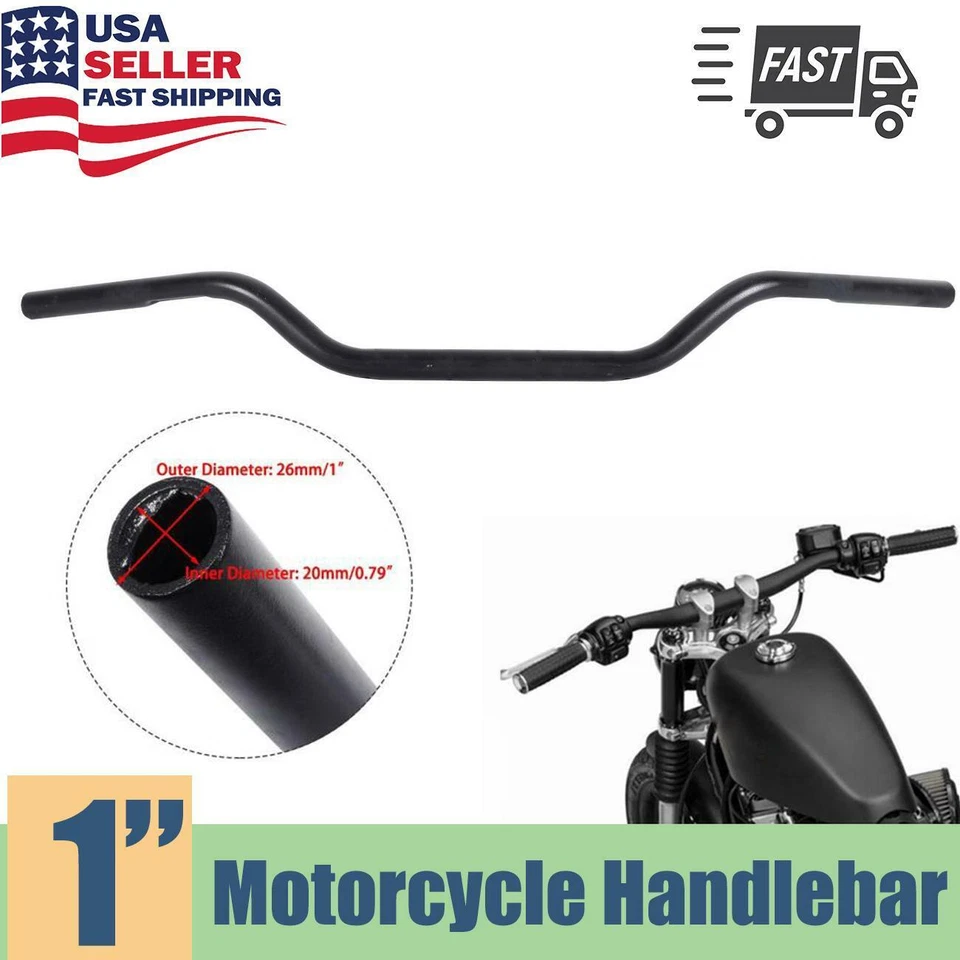 Barra de arrastre negra barras Z manillar de 1" para Harley Sportster FXST FXR Dyna Softail Foto 4 de 4