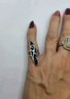 Vintage Russian Silver 84 Black Enamel Ring Size 3.5