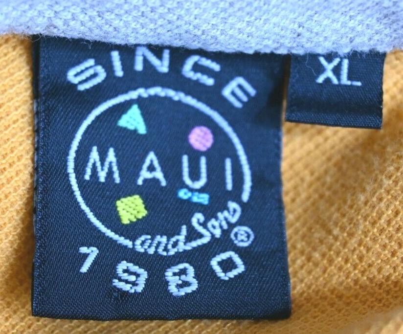 Maui & Sons Pullover Short Sleeve Polo Orange & Tan Sleeve Design Size XL image 5