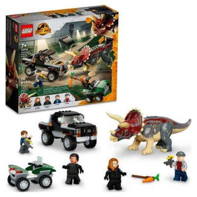   LEGO Jurassic World Dominion Triceratops Dinosaur Pickup Truck Ambush 76950