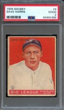 BB - 1933 Goudey - #9 - Dave Harris - PSA 2 - GOOD