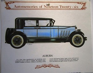 1926 Auburn Broughmam car calendar print (blue & black)