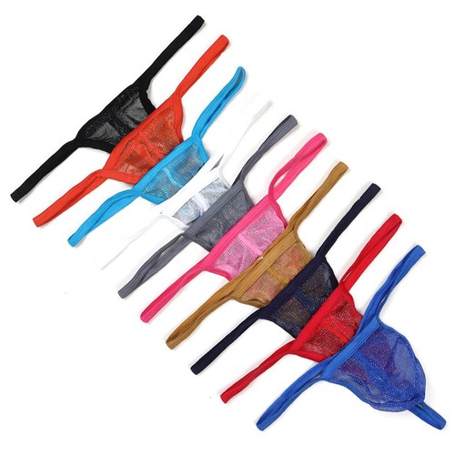 Uomo Rete Trasparente Marsupio Perizoma Slip Intimo T-Back Tanga Perizoma ♡ - Afbeelding 4 van 32