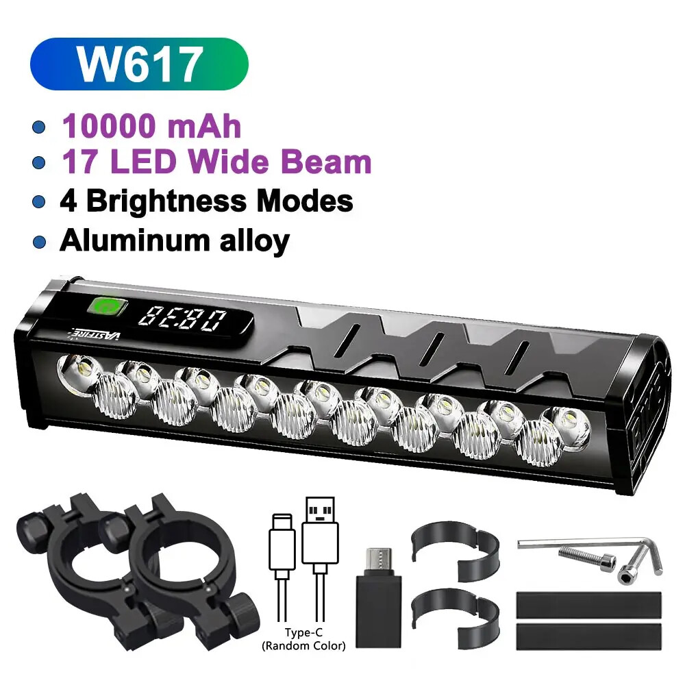 Front 17LED 25500Lumen Bike Light 10000mAh MTB Road Cycling Lamp Accessories