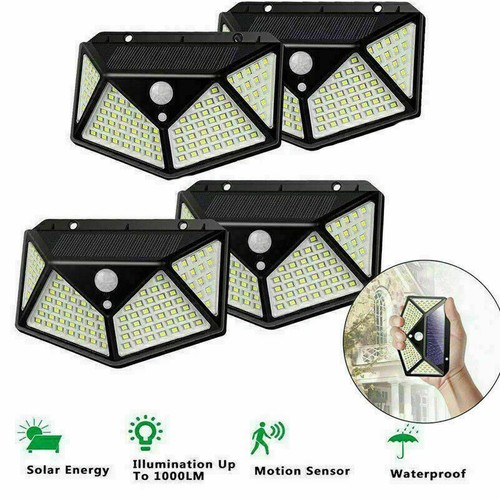 4pcs Lampada luce faretto faro esterno energia solare 114 LED sensore movimento - Foto 7 di 12