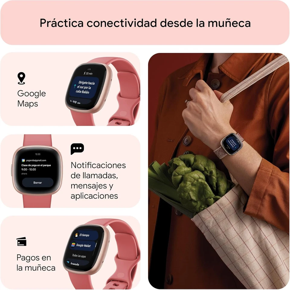 Fitbit Versa 4 Smartwatch Rosa, 6 Días de Batería , con GPS, Envío 24H, GRADO A - Imagen 4 de 4