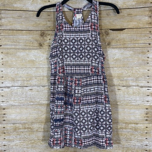 Roxy Girl Racerback Tank Dress Size 12 Geometric Print Summer Sundress