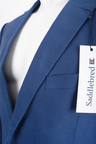 Saddlebred Mens Suit Jacket Blazer Sport Coat Size 40 R Indigo Blue Cotton NWT - Picture 2 of 6