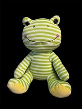 Goffa Frog Knit Plush Stuffed Animal Green  White Stripe NWOT Froggy