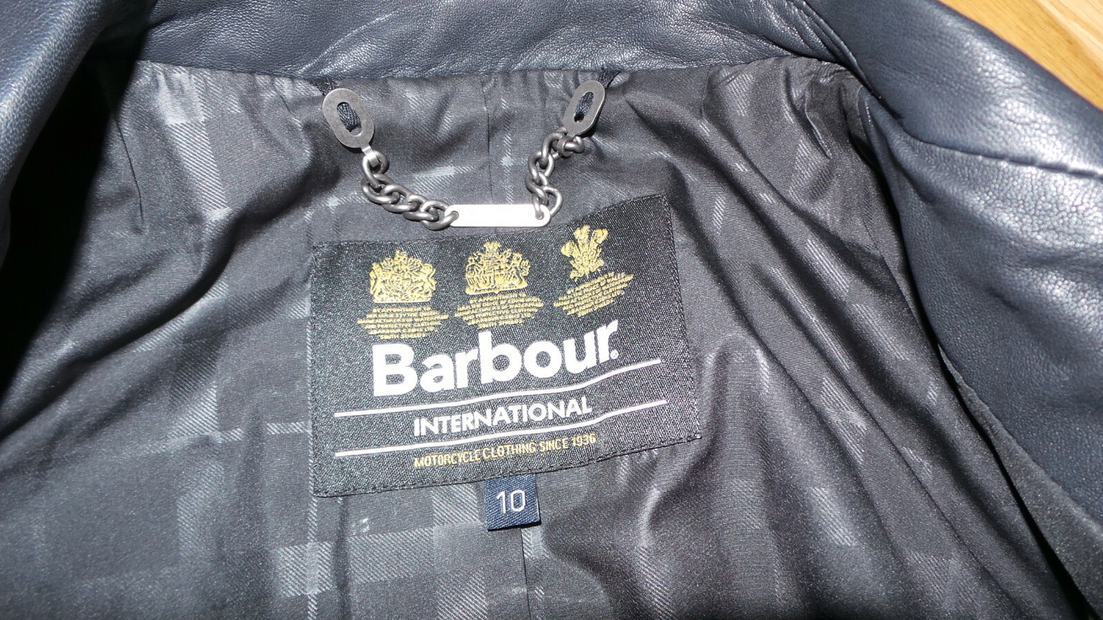 NWOT DESIGNER RARE BLUE Barbour REAL LEATHER FITTED BIKER JACKET COAT SIZE 10 image 10