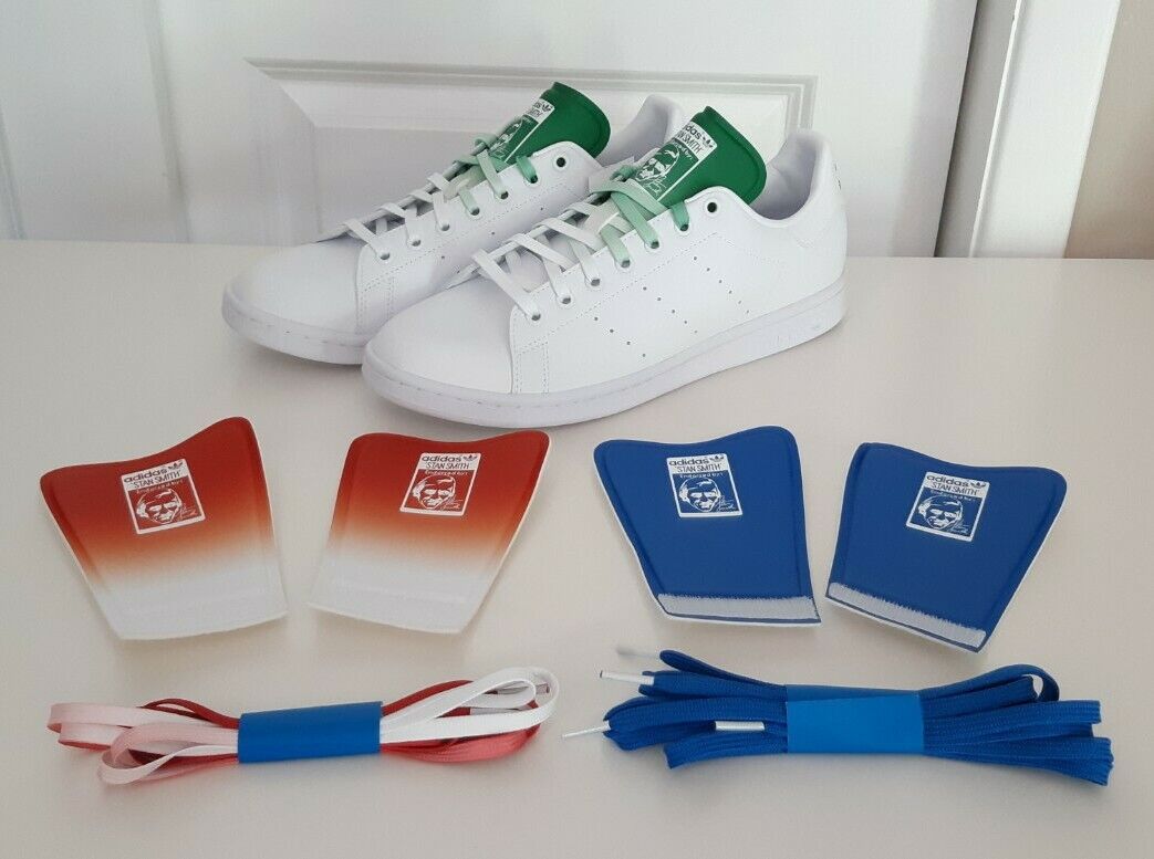 Adidas Stan Smith White Green Red Blue Multi Set of Tongues Adidas Stan Smith White Green Red Blue Multi Set of Tongues