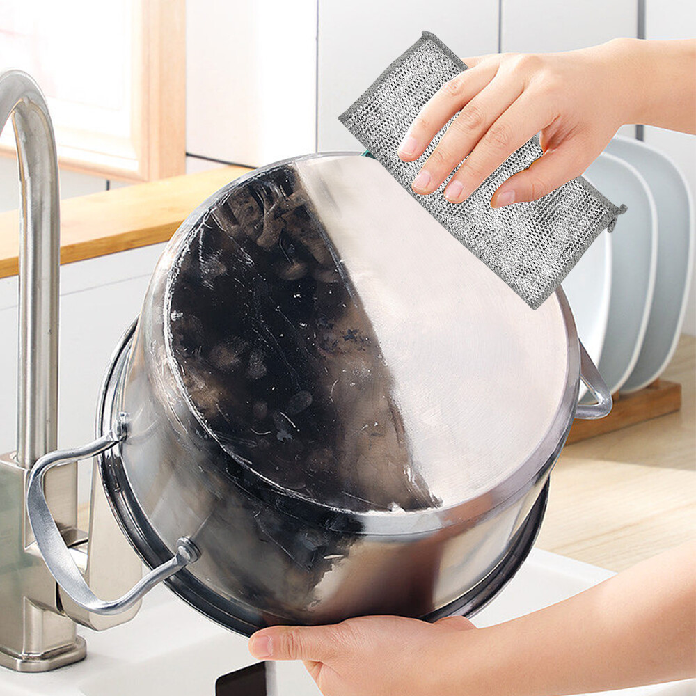 5x Multipurpose Wire Dishwashing Rags for Wet and Dry, Wire Dishwashing ...
