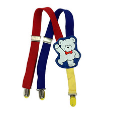Vintage Red Blue Yellow Teddy Bear Boys Adjustable Suspenders
