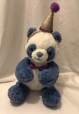 FAO Schwarz Sparklers Blue Plush Panda Bear Party Hat Headband Bow Tie 2022
