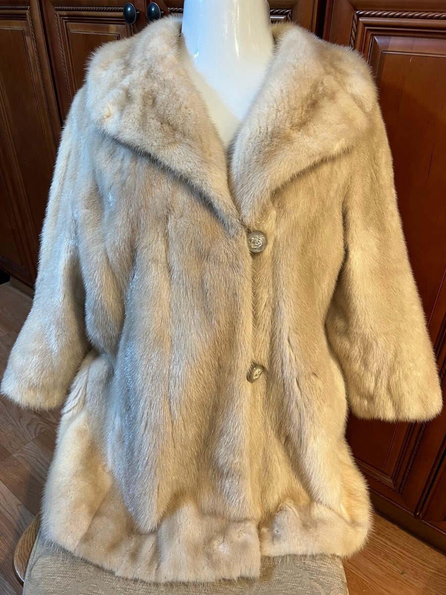 EDWARD BOROVAY VINTAGE BLONDE GENUINE REAL MINK FUR COAT Size M | eBay