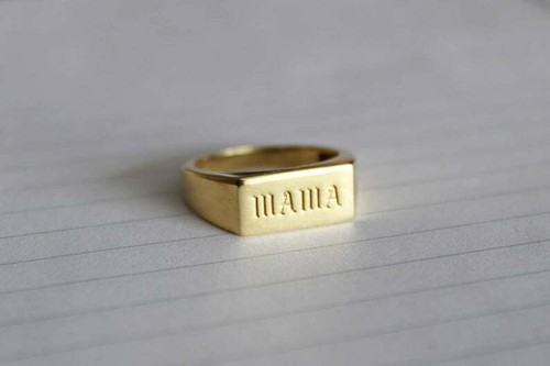 Men's Solid Metal Customized Name Letter Signet Ring Yellow Gold Plated Silver - Picture 2 of 5