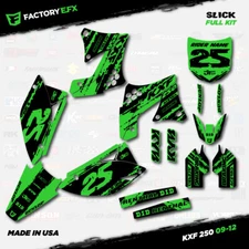 Black Green Slick Racing Graphics Kit fits 09-12 Kawasaki Kxf250 Sticker Kxf 250