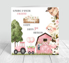 Girls Personalised Farm Birthday Card Handmade Farmyard Theme Pink Floral Greeti