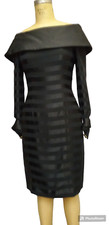 SALE ! Vintage ALBERT NIPON  Black Satin Stripe , Bare shoulder   Dress  size 10