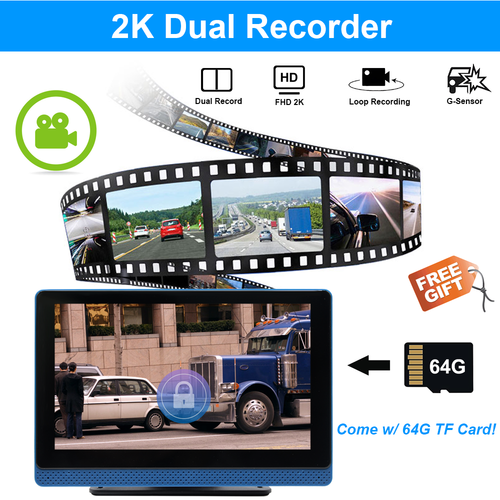 Dual HD 1080P Car Reverse Dash Camera System + 7" IPS DVR Monitor 64GB RV Truck - Picture 5 of 12