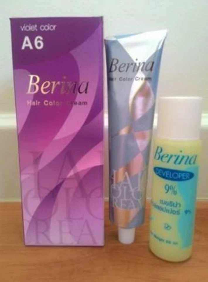 Berina A6 Violeta Púrpura Mejor Tinte de Cabello Color Crema Larga Duración Desarrollo Permanente Foto 2 de 4