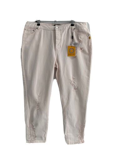 BNWT Bettina Liano Womens Light Pink Size 16 Distressed Look Denim Jeans - Picture 2 of 7