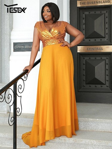 black and yellow formal dress
