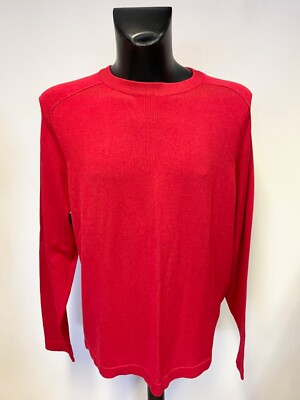 ROTER LANGÄRMELIGER PULLOVER MIT RUNDHALSAUSSCHNITT UND ROTEM HERING GRÖSSE XL neu mit Etikett