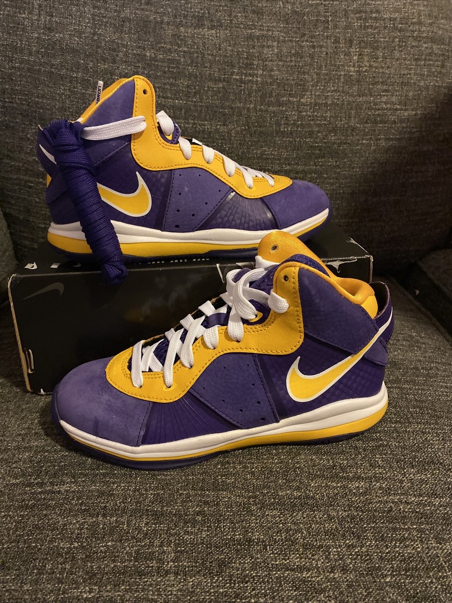 Nike LeBron 8 VIII PS Lakers Purple Gold Kid Sz Us 3Y CT5114