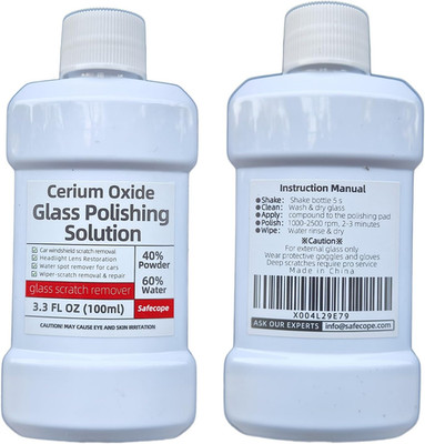 3.3Oz (100Ml) Cerium Oxide Glass Polishing Liquid   Deep Cleaning & Removes Wipe
