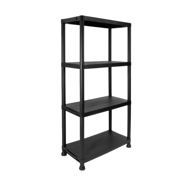 4 Tier Plastic Shelving Unit Storage Rack Garage Laundry Kitchen Organizer Black