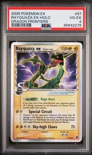 2006 POKEMON EX DRAGON FRONTIERS #97 RAYQUAZA EX-HOLO PSA 4 VG-EX