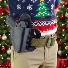 Leather Gun Holster 3 Slot Pancake Style Belt Holster Fits 1911 Style Handguns