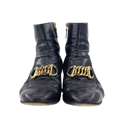 GUCCI Boots Shoes Horsebit EU 43.5 US 10 Leather Black Authentic - Picture 19 of 24