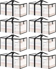 8 Pack Extra Large Clothes Storage Bins with Lids Moving Bags Clear Storage