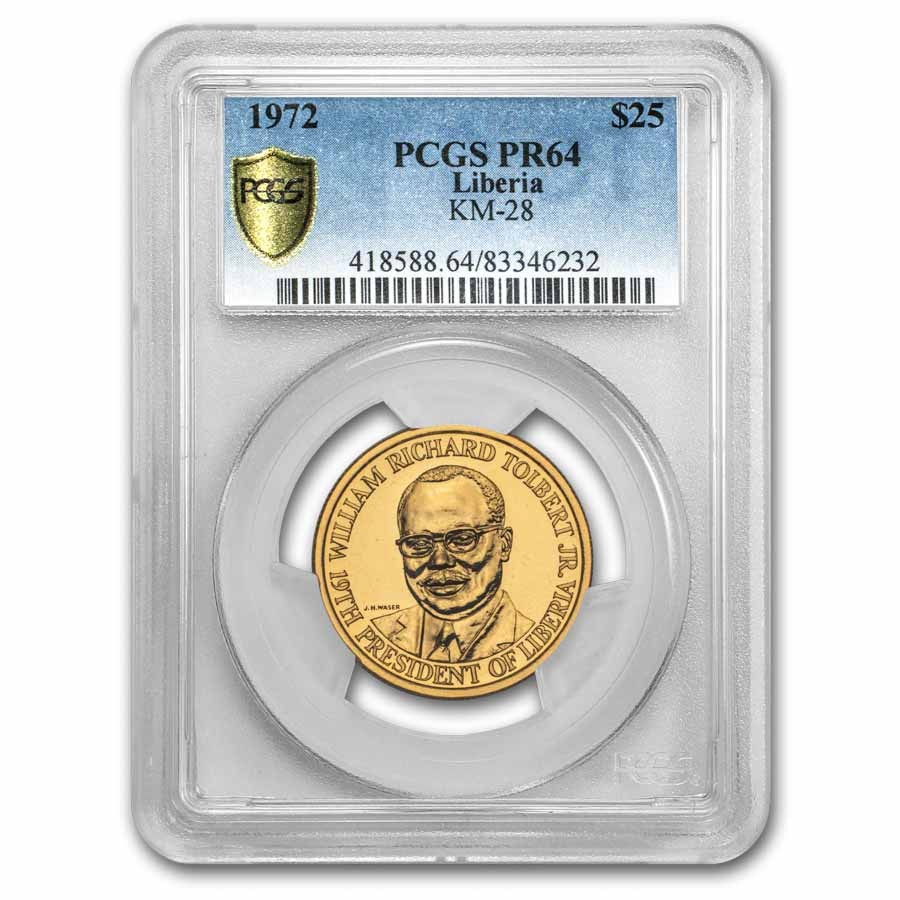1972 Liberia Gold 25 Dollars Richard Tolbert PR-64 PCGS | eBay