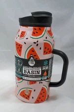 NEW TAL Basin WATERMELON SLICES Pink 40oz Stainless Steel Flip-Top Beverage Mug