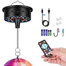 Disco Ball Motor Remote 18 RPM 30 RGB LED Dual Power Fits 416 Inch Balls