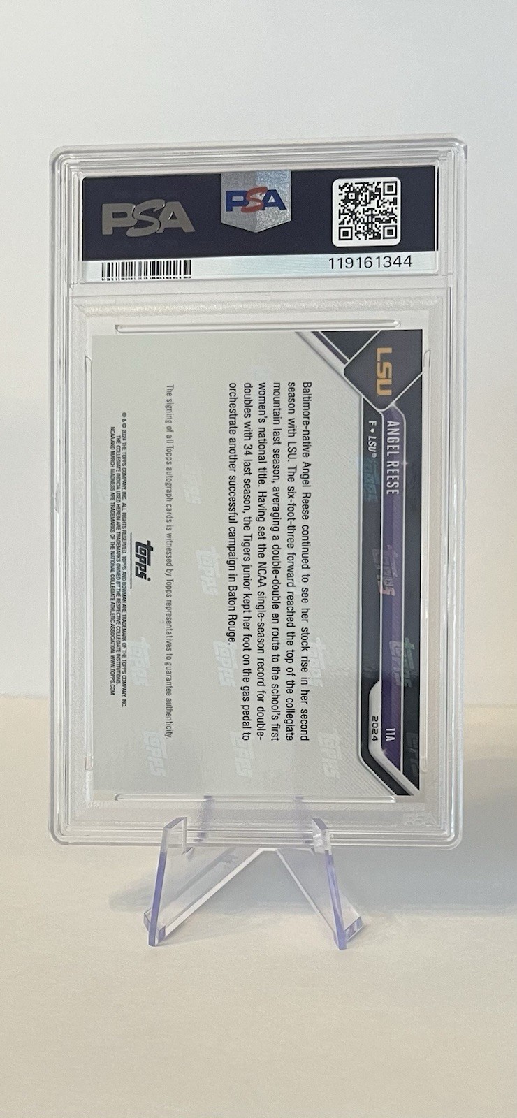 2023-24 Bowman U Now NCAA March Madness Autograph /199 - Angel Reese #11A PSA 10 view 2
