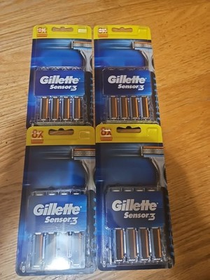 Gillette Sensor 3 , Refill Razor Blade Cartridges - 4 PACKS 32  TOTAL (A21)