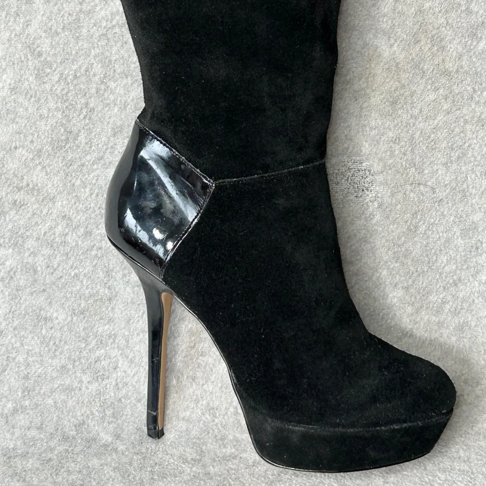Steve Madden Black Suede Over The Knee Platform Stiletto Boots Sz 8 Whimsigoth - Image 3 of 4