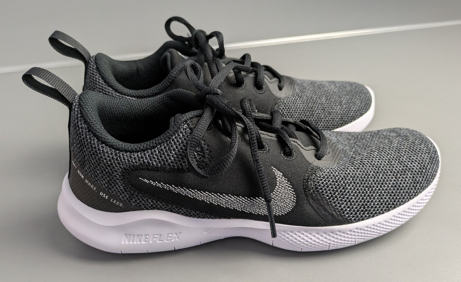 Nike Flex Trainers Black Knit Lightweight Lace Up - UK 4