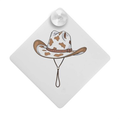 Saugnapf Auto Fenster Schild ''Kuhmuster Cowboyhut'' (CG00036756)