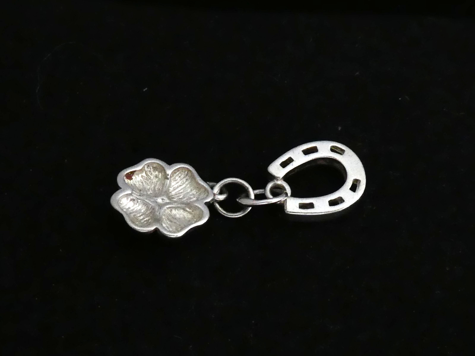 PRETTY Solid Silver/White Metal Crystal Flower & … - image 3