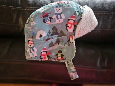 Infant Aviator Hat With faux Sherling Lining Self Closure Sz.3 6 Mo.