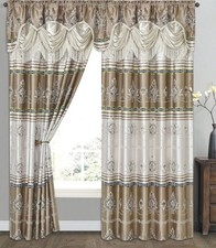 Harmony Horizon. Jacquard Window Curtain Panel Drape with Attached Fancy