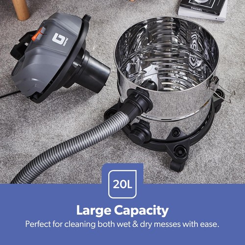 GEEPAS 1400W Vacuum Cleaner Wet and Dry Bagless 20L Cylinder Powerful Cleaning - Picture 3 of 9